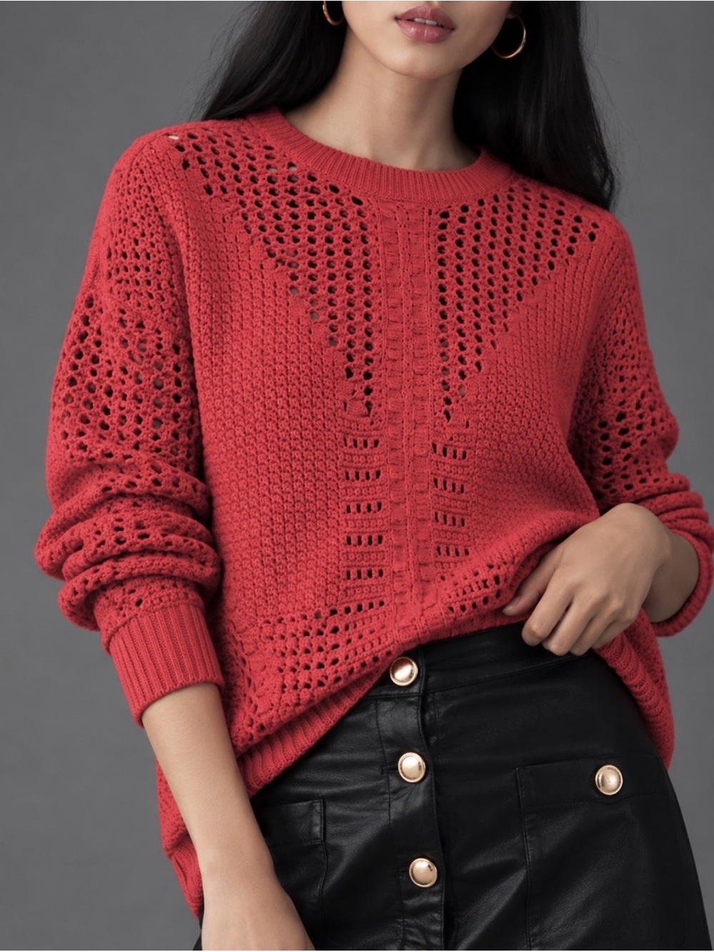 MAJE Mazer Crochet Open Knit Sweater FR 2 / US M